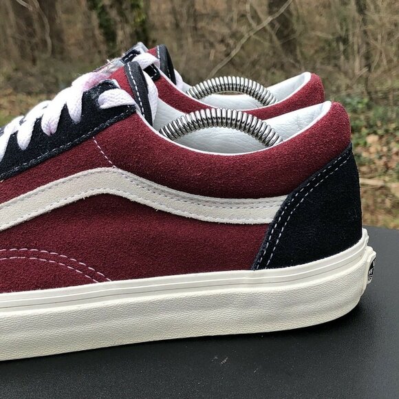 Vans T375 Authentic Two-Tone Suede Skate Shoe Size MENS 9.5 / WOMENS 11 Blue Red - Picture 4 of 12